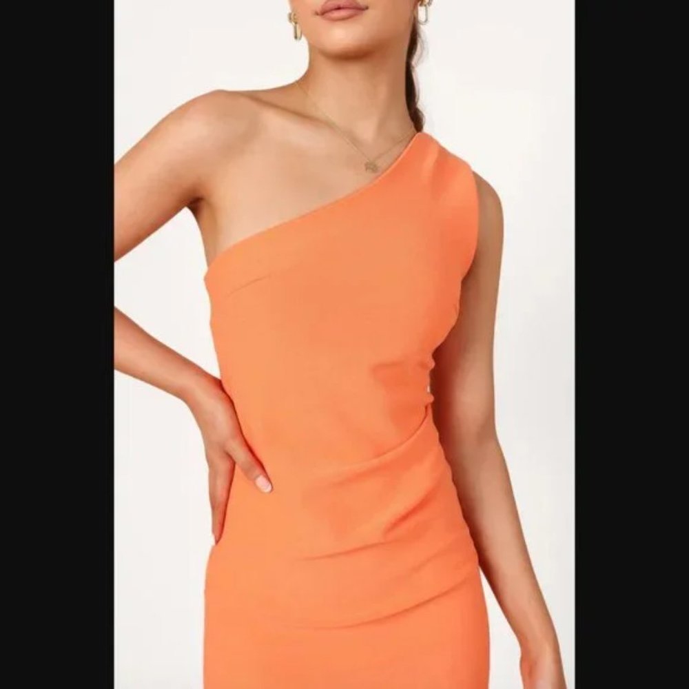 Petal & Pup Nadene Orange One Shoulder Midi Dress 6 - Picture 2 of 10